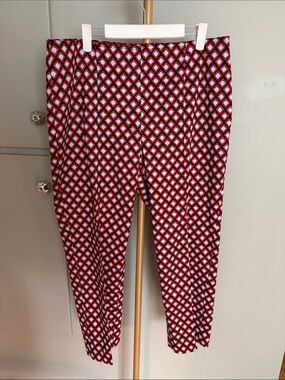 St. John Red Geometric Print Pants
